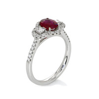 0.87 Ct. Ruby Natural Diamond Halo Ring, 18K White Gold Image