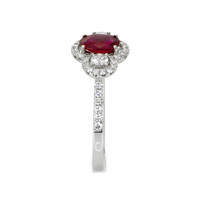 0.87 Ct. Ruby Natural Diamond Halo Ring, 18K White Gold Image