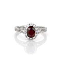 1.09 Ct. Ruby and Diamond Pave Ring, 18K White Gold Video