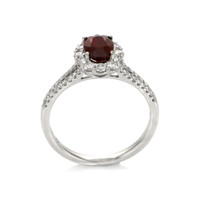 1.09 Ct. Ruby and Diamond Pave Ring, 18K White Gold Image