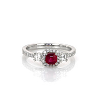 0.45 Ct. Ruby Natural Diamond Pave Ring, 18K White Gold Video