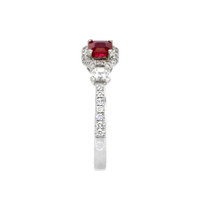 0.45 Ct. Ruby Natural Diamond Pave Ring, 18K White Gold Image
