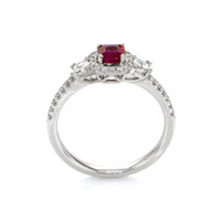 0.45 Ct. Ruby Natural Diamond Pave Ring, 18K White Gold Image