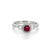 0.54 Ct. Ruby Natural Diamond Pave Ring, 18K White Gold Video
