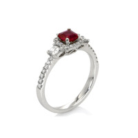 0.54 Ct. Ruby Natural Diamond Pave Ring, 18K White Gold Image