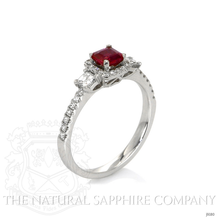 0.54 Ct. Ruby Natural Diamond Pave Ring, 18K White Gold