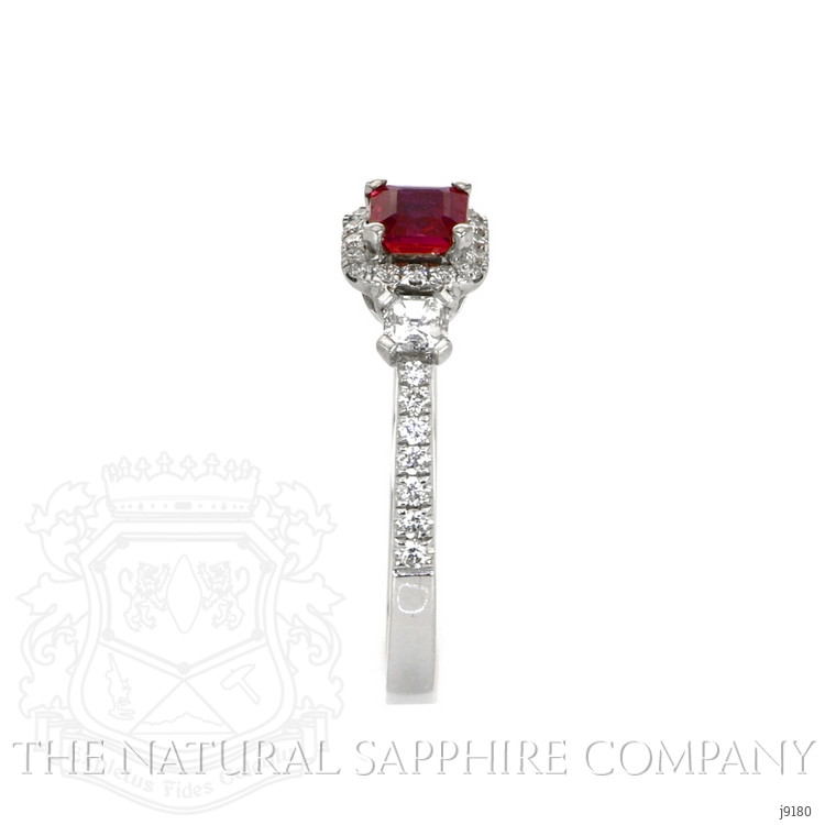 0.54 Ct. Ruby Natural Diamond Pave Ring, 18K White Gold
