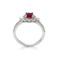 0.54 Ct. Ruby Natural Diamond Pave Ring, 18K White Gold Image