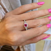 0.54 Ct. Ruby Natural Diamond Pave Ring, 18K White Gold Life Style