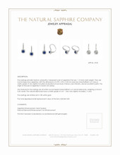 1.13 Ct.Tw. Blue Sapphire and Natural Diamond Pave Earrings, 18K White Gold Appraisal