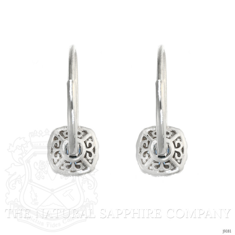 1.13 Ct.Tw. Blue Sapphire and Natural Diamond Pave Earrings, 18K White Gold