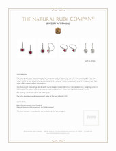 1.05 Ct.Tw. Ruby Natural Diamond Pave Earrings, 18K White Gold Appraisal