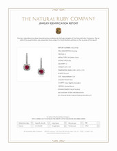 1.05 Ct.Tw.Total Carat Weight Pinkish Red Ruby and Natural Diamond Pave Earrings, 18K White Gold Scan Report