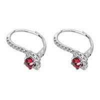 1.05 Ct.Tw. Ruby Natural Diamond Pave Earrings, 18K White Gold Image