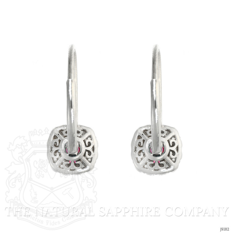 1.05 Ct.Tw. Ruby Natural Diamond Pave Earrings, 18K White Gold