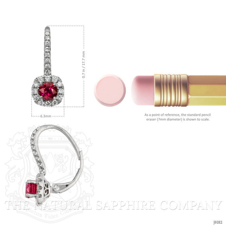 1.05 Ct.Tw. Ruby Natural Diamond Pave Earrings, 18K White Gold