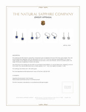 0.90 Ct.Tw. Blue Sapphire and Natural Diamond Pave Earrings, 18K White Gold Appraisal
