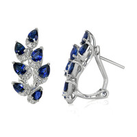 3.19 Ct.Tw. Blue Sapphire and Natural Diamond Antique Style Earrings, 18K White Gold Image
