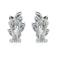 3.19 Ct.Tw. Blue Sapphire and Natural Diamond Antique Style Earrings, 18K White Gold Image