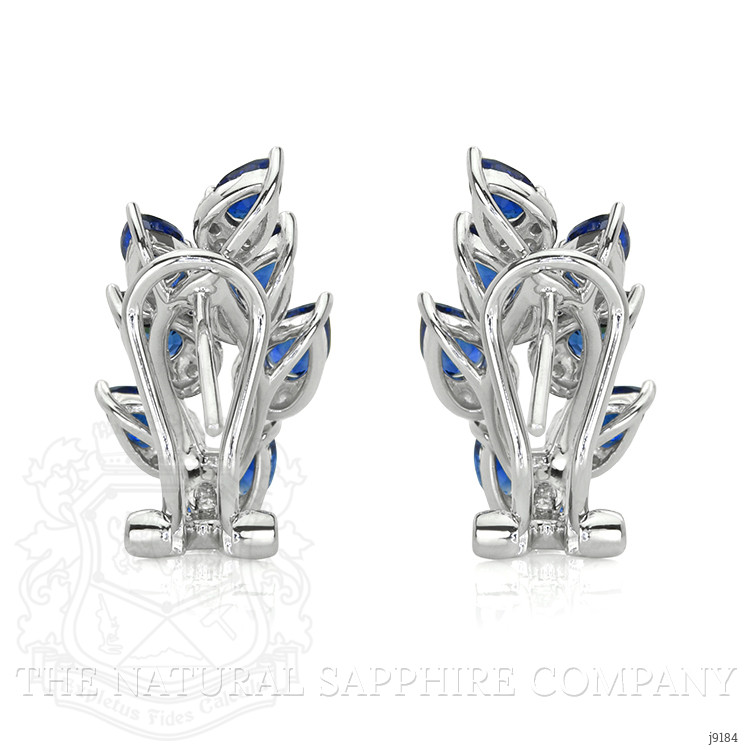 3.19 Ct.Tw. Blue Sapphire and Natural Diamond Antique Style Earrings, 18K White Gold