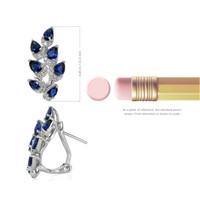 3.19 Ct.Tw. Blue Sapphire and Natural Diamond Antique Style Earrings, 18K White Gold Image