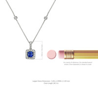 0.61 Ct. Blue Sapphire and Natural Diamond Pave Pendant, 18K White Gold Image