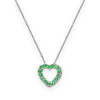 0.13 Ct. Emerald Pave Pendant, 18K White Gold Video