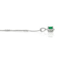 0.80 Ct. Emerald and Diamond Pendant - 18K White Gold Image