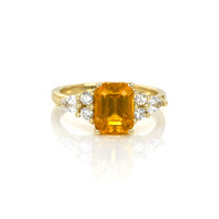2.20 Ct. Orange Sapphire and Natural Diamond Pave Ring, 14K Yellow Gold Video