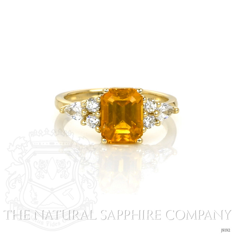2.20 Ct. Orange Sapphire and Natural Diamond Pave Ring, 14K Yellow Gold