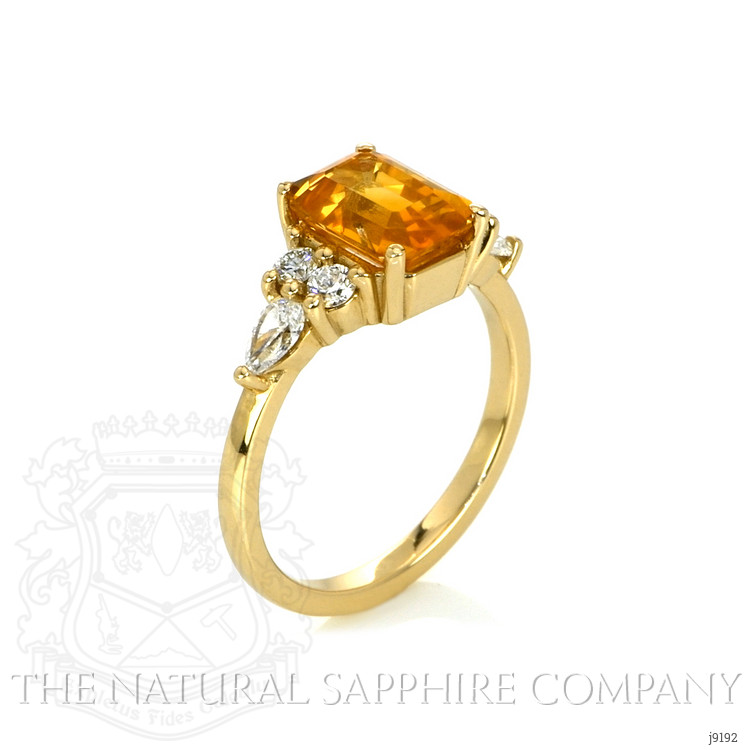 2.20 Ct. Orange Sapphire and Natural Diamond Pave Ring, 14K Yellow Gold
