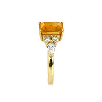 2.20 Ct. Orange Sapphire and Natural Diamond Pave Ring, 14K Yellow Gold Image