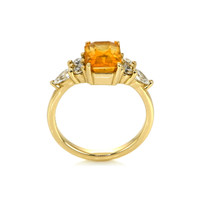 2.20 Ct. Orange Sapphire and Natural Diamond Pave Ring, 14K Yellow Gold Image