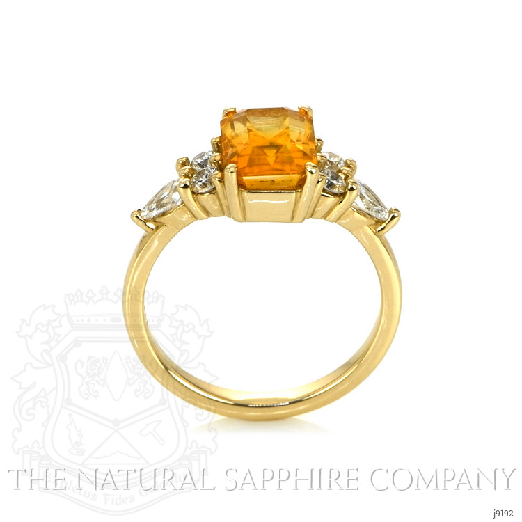 2.20 Ct. Orange Sapphire and Natural Diamond Pave Ring, 14K Yellow Gold