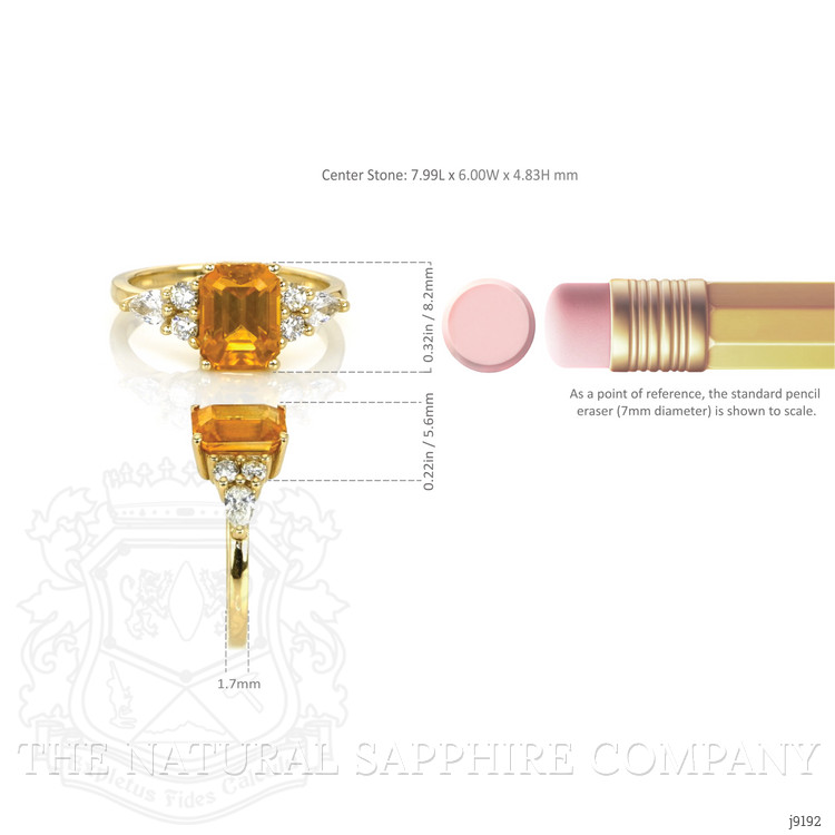 2.20 Ct. Orange Sapphire and Natural Diamond Pave Ring, 14K Yellow Gold