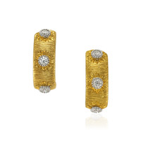 0.90 Ct.Tw. Natural Diamond Antique Style Earrings, 18K White & Yellow Video