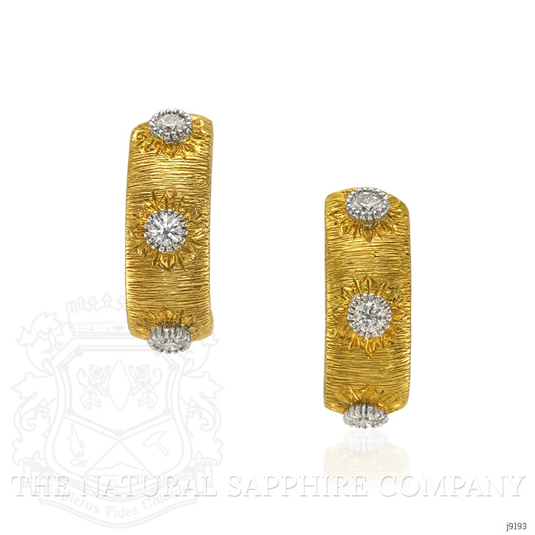 0.90 Ct.Tw. Natural Diamond Antique Style Earrings, 18K White & Yellow