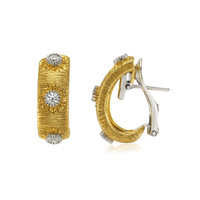 0.90 Ct.Tw. Natural Diamond Antique Style Earrings, 18K White & Yellow Image