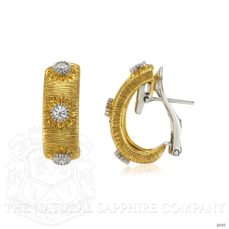 0.90 Ct.Tw. Natural Diamond Antique Style Earrings, 18K White & Yellow