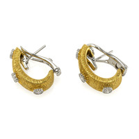 0.90 Ct.Tw. Natural Diamond Antique Style Earrings, 18K White & Yellow Image