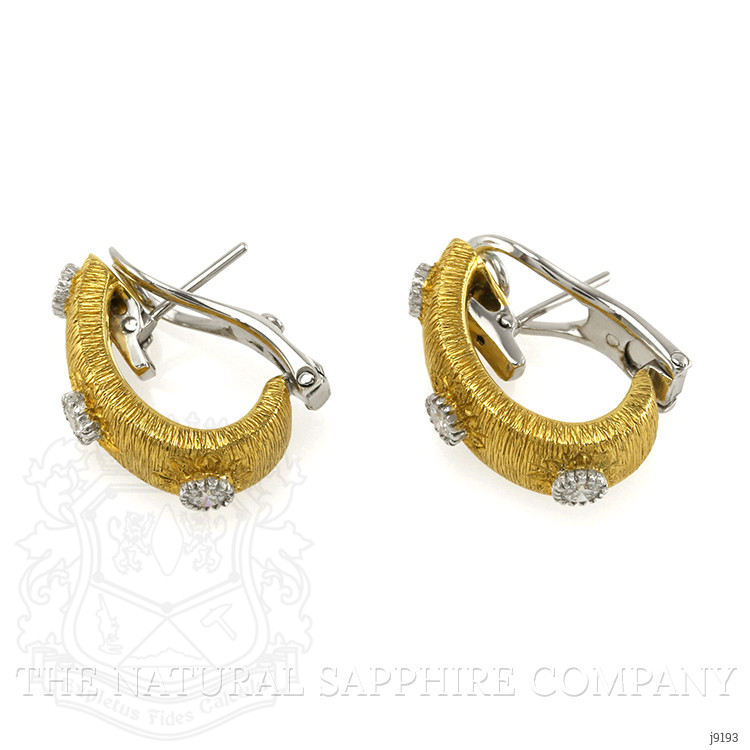 0.90 Ct.Tw. Natural Diamond Antique Style Earrings, 18K White & Yellow