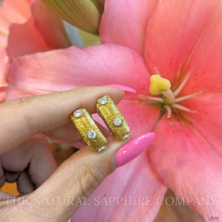 0.90 Ct.Tw. Natural Diamond Antique Style Earrings, 18K White & Yellow