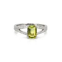 2.29 Ct. Yellowish Green Sapphire and Natural Diamond Pave Ring, Platinum 950 Video