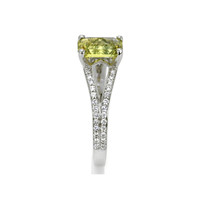 2.29 Ct. Yellowish Green Sapphire and Natural Diamond Pave Ring, Platinum 950 Image