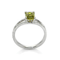 2.29 Ct. Yellowish Green Sapphire and Natural Diamond Pave Ring, Platinum 950 Image