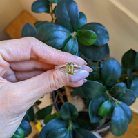 2.29 Ct. Yellowish Green Sapphire and Natural Diamond Pave Ring, Platinum 950 Life Style