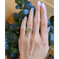 2.29 Ct. Yellowish Green Sapphire and Natural Diamond Pave Ring, Platinum 950 Life Style