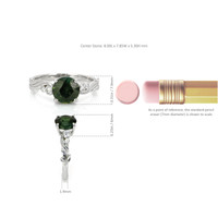 2.56 Ct. Green Sapphire and Natural Diamond Floral Ring, 18K White Gold Image