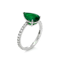 1.88 Ct. Emerald Natural Diamond Pave Ring, Platinum 950 Image