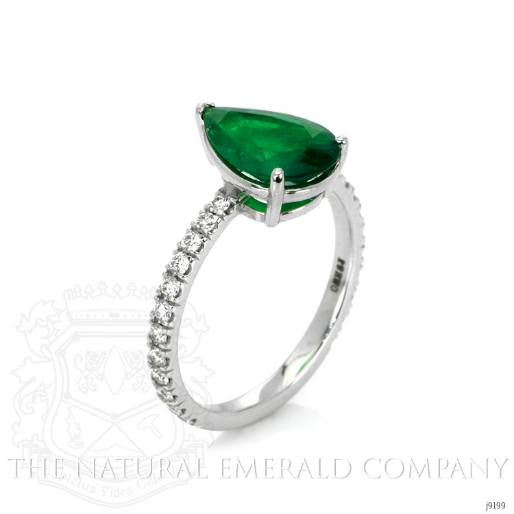 1.88 Ct. Emerald Natural Diamond Pave Ring, Platinum 950